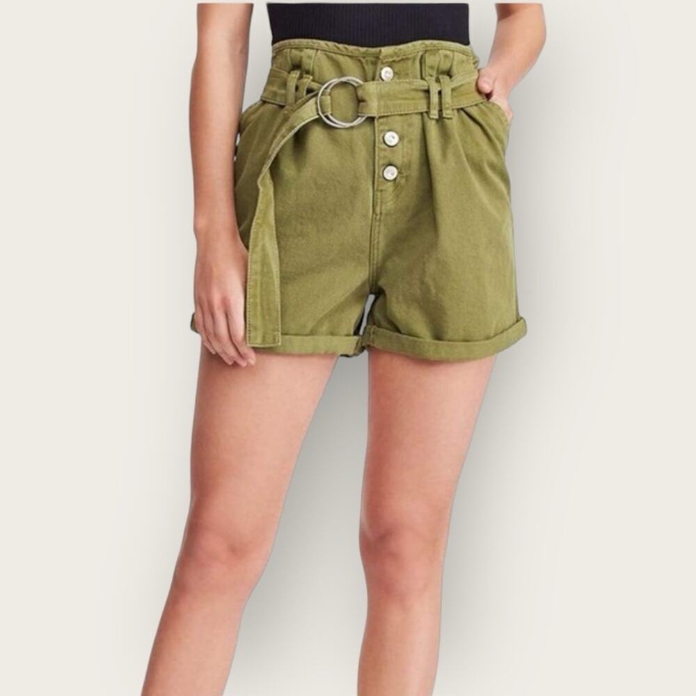 EUC | Free People | Cindy Utility Paper Bag Shorts | Green | 28 inch Waist